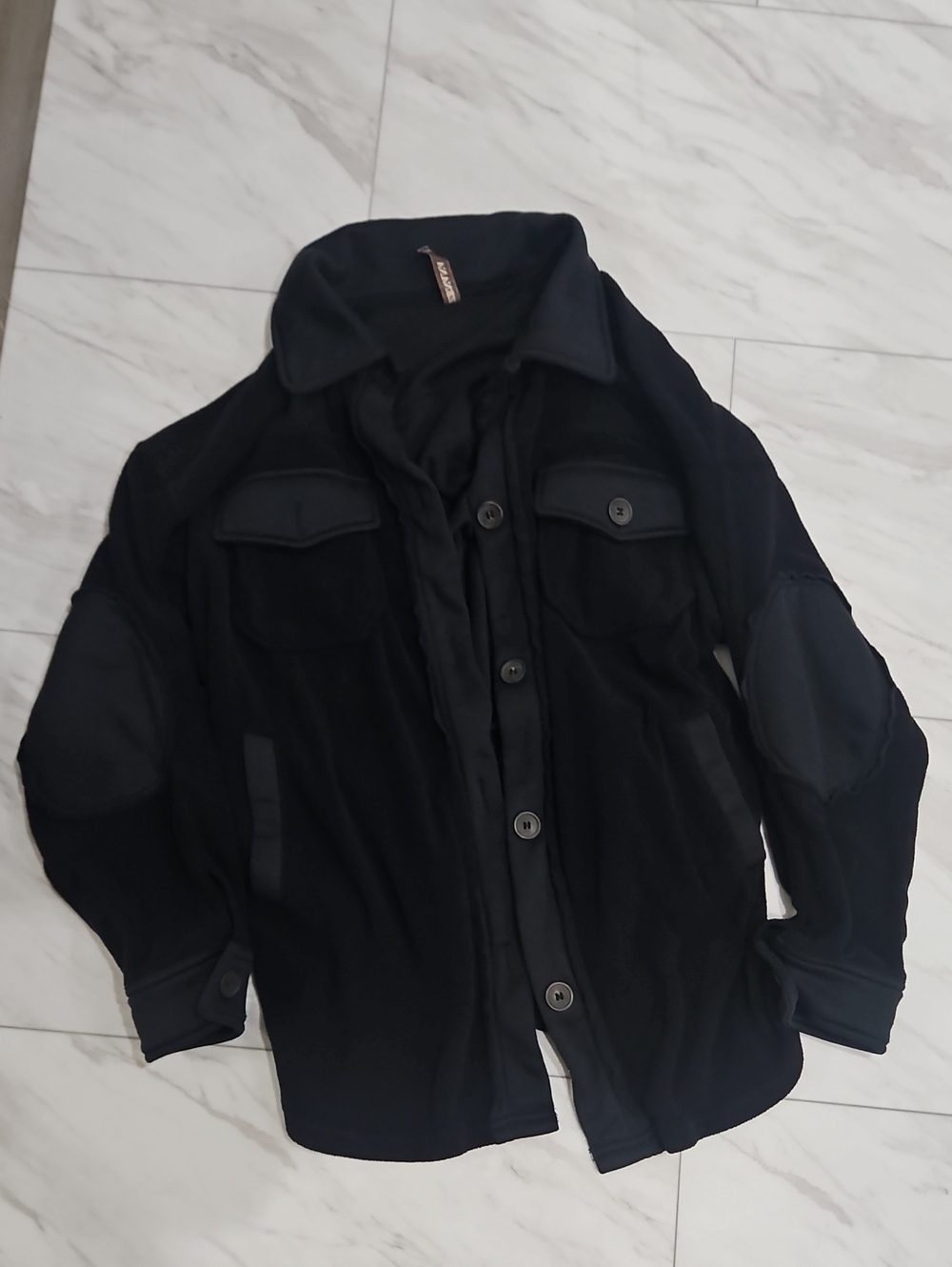 Zenana Outfitters Black Button-Front Sweatshirt Jacket